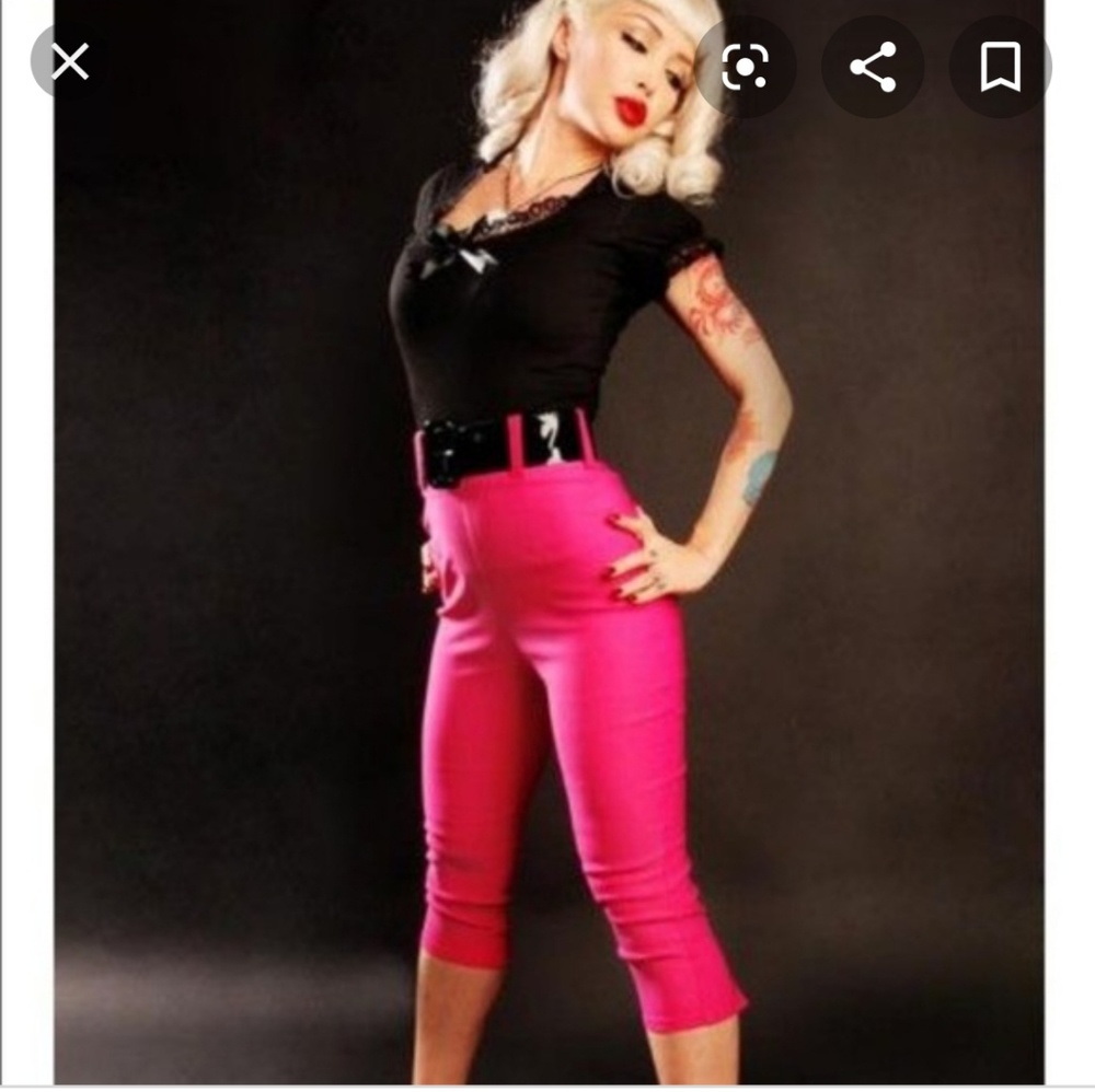 Pinup girl clothing capris hot pink size Small